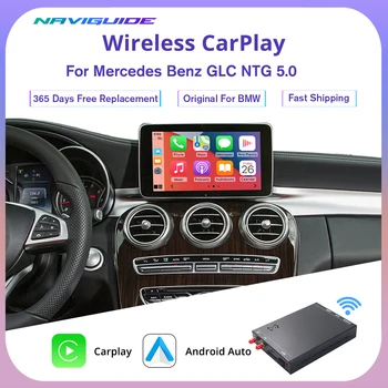 NAVIGUIDE Cableado A Inalámbrico CarPlay Android Auto Interfaz para el Benz de Mercedes GLC 5.0,Espejo Enlace AirPlay Coche Juego