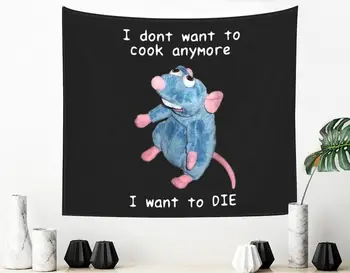 No Quiero Cocinar Ya Que me Quiero Morir Tapiz Divertido Ratón Meme de los Tapices de Pared de la Habitación de la horca para Dormitorios de la Universidad