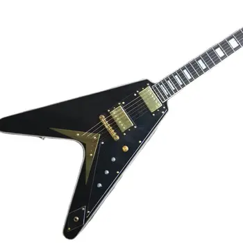 Nueva personalizado, V-negro con forma de guitarra Eléctrica, diapasón de palisandro, la entrega gratuita