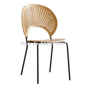 Nórdicos shell silla de madera sólido respaldo casa simple ins neto sol rojo de la silla de luz de lujo retro diseñador de la silla de comedor