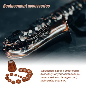 Pack de 25 Saxo Alto Zapata Multi Tamaño de Cuero de Saxofón, Instrumentos Musicales Reemplazable Cojines de Piezas de la Herramienta de Suministros