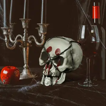 Palstic Cráneo Decoración Espeluznante de Halloween de Calavera de Decoración Realista de la Vida de Tamaño de la Casa Embrujada de la Proposición Aterrador Escultura para la Fiesta