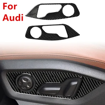 Para Audi 2016-2019 Q7 SQ7 Ajuste del Asiento en el Panel de la etiqueta Engomada de Fibra de Carbono Recorte de la etiqueta Engomada de Audi Interior de Modificación de