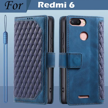 Para Xiaomi Redmi Caso de los 6 Redmi 6 de la Cubierta Suave Magnética cartera de cuero flip case Para el Xiaomi Redmi 6 caja del Teléfono del Ise Con el Titular de la Tarjeta