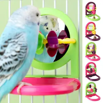 Pájaro Espejo Interactivo De Colores Espejo Juguetes Swing Percha De Aves Loro Periquitos Perico Cacatúa Conure Pájaro De La Jaula De Espejos
