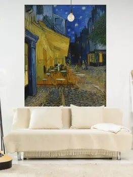 QdDeco Van Gogh Famosa Pintura De Aceite Tapsetry Café De La Noche Terraza Para Colgar En Pared Alfombra De Arte Fotos De Decoraciones De Salón
