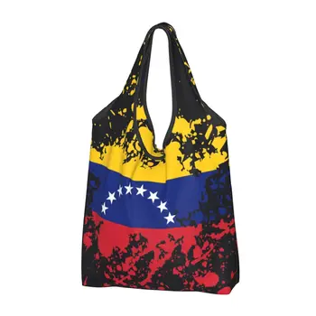 Reutilizables Venezuela Bandera de Salpicaduras de Tinta de la Bolsa de Compras de la Bolsa de Portátil de la República Bolivariana de Venezuela Comestibles Bolsas Shopper