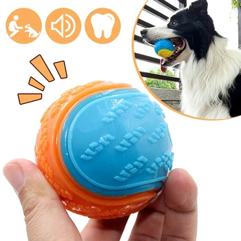Ronda de Perro de Juguete de Bola de la Mordedura-resistente a la Mascota de Juguete de la Limpieza de Dientes de la Bola de Juguetes Chirriantes Interactivo de Entrenamiento de la Mascota de la Bola de Perro de Juguete de Suministro
