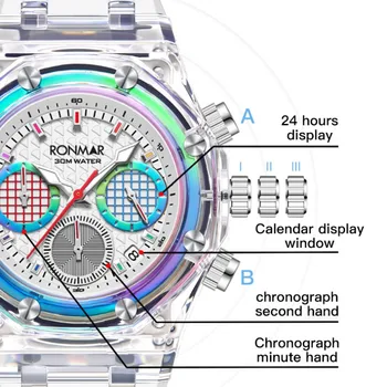 RONMAR 2023 Nueva Moda Reloj Para los Hombres de la Marca Superior Impermeable reloj de Pulsera Luminoso Colorido de Cuarzo de los Hombres de los Relojes del Reloj de Lujo relojC1