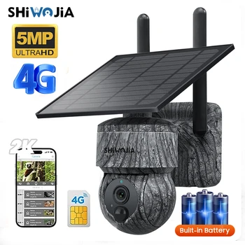 SHIWOJIA de 5MP SIM 4G Sendero de la Cámara con el Panel Solar de la Caza de vida Silvestre Cámara de la Visión Nocturna de la Cámara del Juego Movimiento Activado Impermeable