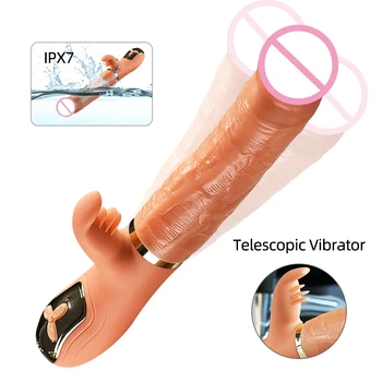 Simulación Del Pene De Gran Consolador De Vibración Para Mujer De Suave Silicona De 15 Frecuencia Telescópica Pene Consolador Vaginal Estimulador De Clítoris