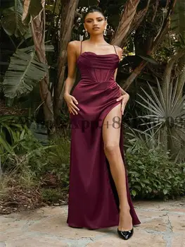 Sirena Vestidos de fiesta con Hendidura 2023 Vestidos De Gala Más el Tamaño de Raso de Noche Largos Vestidos Formales para las Mujeres de la Fiesta de Cóctel