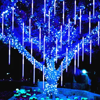 Solar lluvia de Meteoros LED Cadena de Luz al aire libre Impermeable Luces de Hadas de la Calle de la Fiesta de Navidad Decoración del Árbol de Accesorios de Navidad