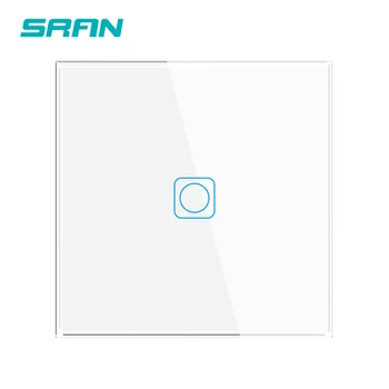 SRAN Toque el Interruptor de la Luz 1/2/3/4/6 Pandilla de 1 vía de la UE Sensor de Potencia Interruptores Negro Blanco Gris Con Panel de Vidrio