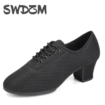 SWDZM Hombres Zapatos de Baile de Salón Zapatos de malla Transpirable en la Práctica la Competencia de las Mujeres de Baile Moderno Zapato Bajo el Talón Estándar de Baile deportivo