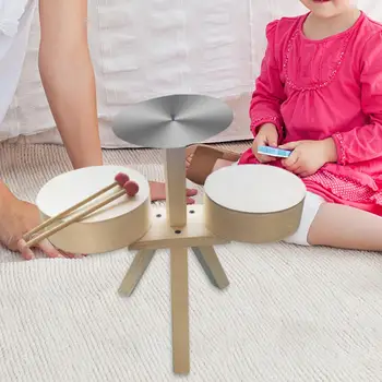 Tambor de madera Conjunto de Principios de Juguetes educativos para Niños pequeños de 3~6 Años de Edad