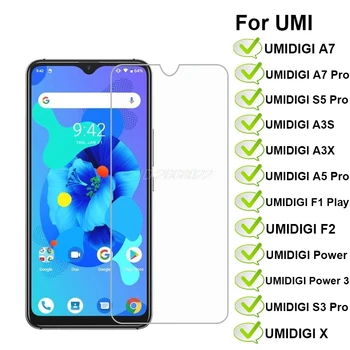 Umidigi A9 A11Pro Max Vidrio Templado de Teléfono de la Película en UMIDIGI A5 A7S S3 S5 Pro F1 F2 X A3S A3X Umi Potencia 5 3 Vidrio Protector de Pantalla