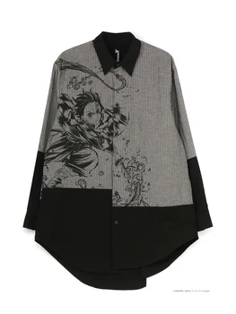 yohji yamamoto camiseta Unisex ropa del Suelo Y DEMON SLAYER Kamado Tanjir ropa de los hombres camisas de ropa de las mujeres de la raya de empalme superior